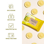 Load image into Gallery viewer, Lieve Care lemon facial wipes in a yellow packaging surrounded by lemon slices for gentle cleansing